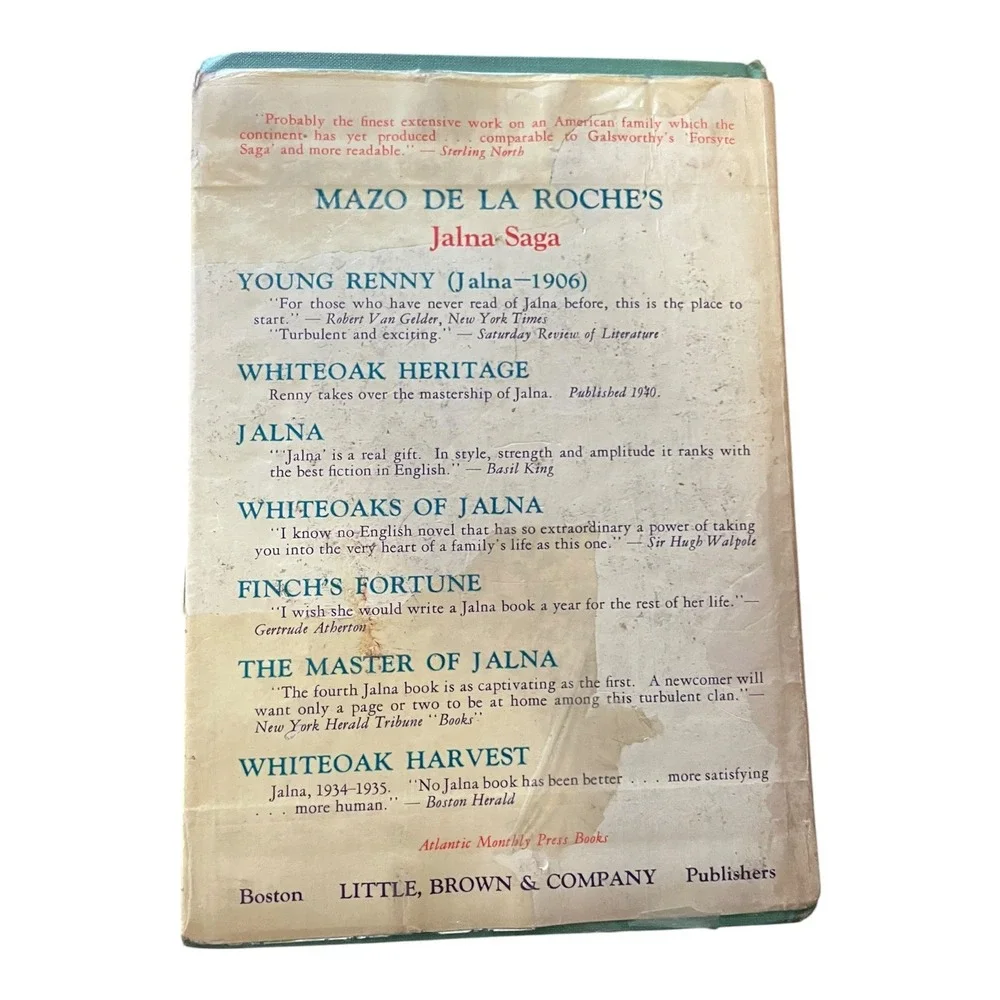 Whiteoak Heritage Mazo de la Roche 1940 First Edition Hardcover Dust Jacket